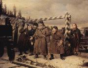 Vasily Perov At the railroad oil painting on canvas